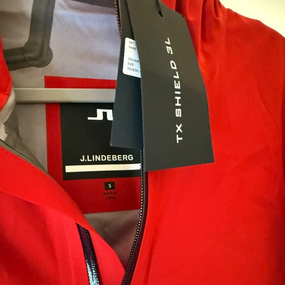 J. Lindeberg Men’s Golf Jacket Rain Windbreaker Small Red TX Shield Aerial Lite - Picture 5 of 11